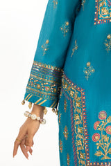 UAE-3PC paper-cotton Lacquer Printed Hand Embellished Suit IUSTKSD-784