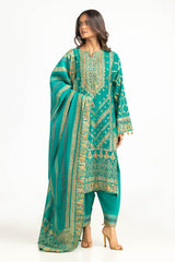 UAE-3PC Paper Cotton Lacquer Printed Hand Embellished Suit IUSTKSD-834