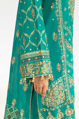 UAE-3PC Paper Cotton Lacquer Printed Hand Embellished Suit IUSTKSD-834