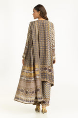 UAE-3PC Printed Rawsilk Embroidered Suit IUSTKSD-1088