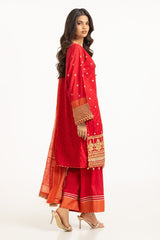 UAE-3PC Raw Silk Embroidered Suit IUSTKSD-738