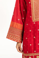 UAE-3PC Raw Silk Embroidered Suit IUSTKSD-738