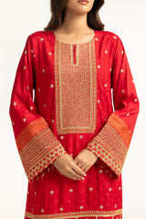 UAE-3PC Raw Silk Embroidered Suit IUSTKSD-738