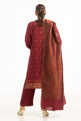 UAE-3PC Raw silk Embroidered Suit IUSTKSD-875