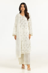 UAE-3PC Swiss Voile Embroidered Suit IUSTKSD-829