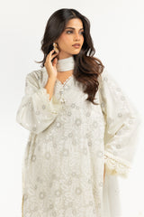 UAE-3PC Swiss Voile Embroidered Suit IUSTKSD-829