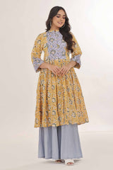 UAE -Unstitched Gold Printed Lawn Shirt SL-42035 B