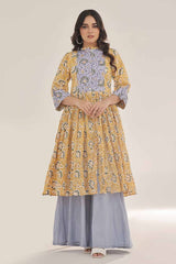 UAE -Unstitched Gold Printed Lawn Shirt SL-42035 B