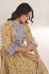 UAE -Unstitched Gold Printed Lawn Shirt SL-42035 B