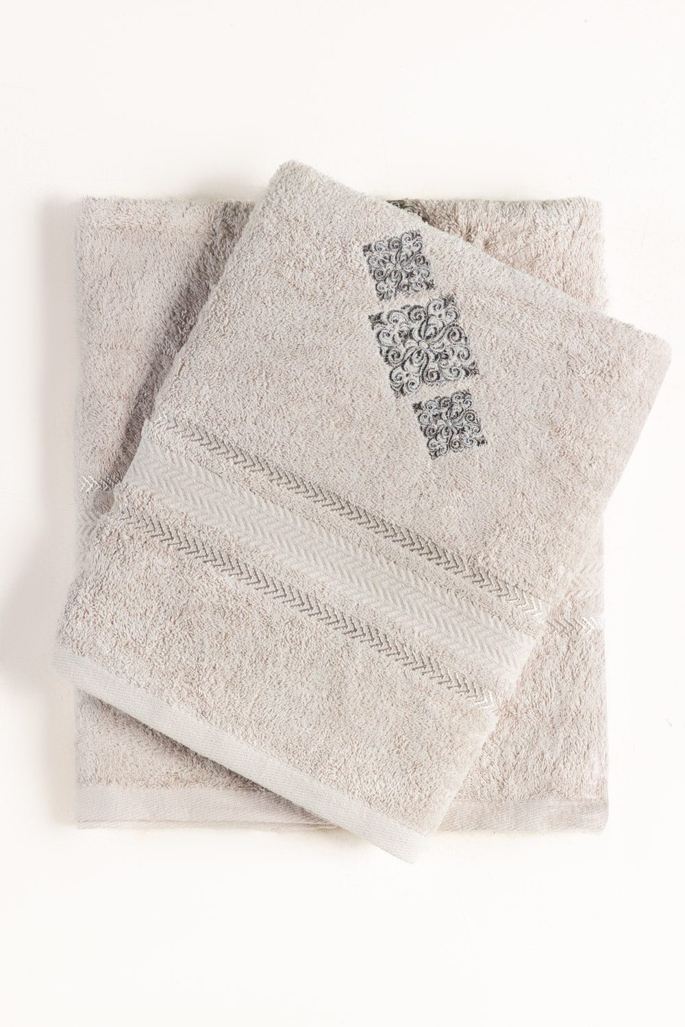 UAE-Ash Lilac Embroidered Towel