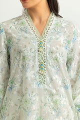 UAE-Blended Printed Shirt With Embroidered And Dyed Trouser