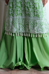 UAE-3 Piece Embroidered Lawn Suit with Neckline, Bunches and Silk Dupatta FE-52177