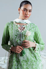 UAE-3 Piece Embroidered Lawn Suit with Neckline, Bunches and Silk Dupatta FE-52177