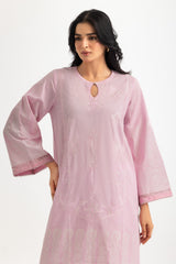 UAE-Cambric Block Printed Co-Ord Set With Embroidered