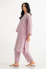 UAE-Cambric Block Printed Co-Ord Set With Embroidered