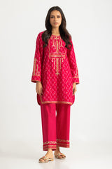UAE-Cambric Block Printed Co-Ord Set With Embroidered