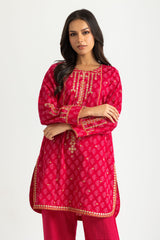UAE-Cambric Block Printed Co-Ord Set With Embroidered