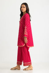 UAE-Cambric Block Printed Co-Ord Set With Embroidered