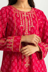 UAE-Cambric Block Printed Co-Ord Set With Embroidered
