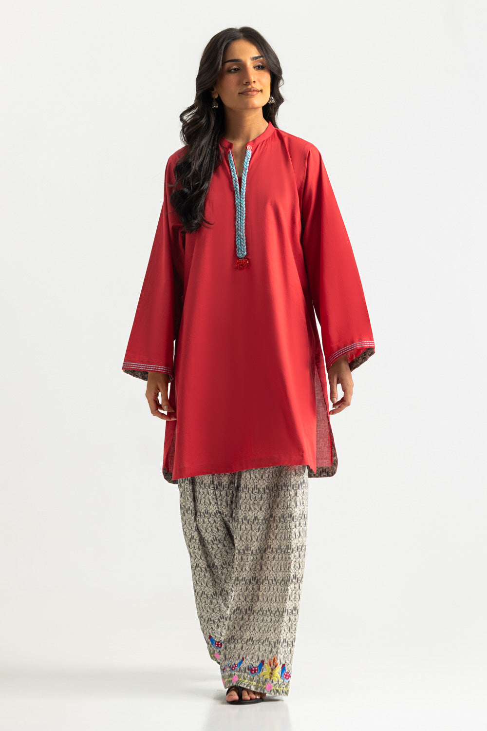 UAE-Cambric Dyed Shirt And Printed Trouser