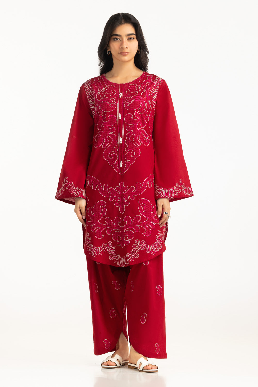 UAE-Cambric Embroidered Co-Ord Set
