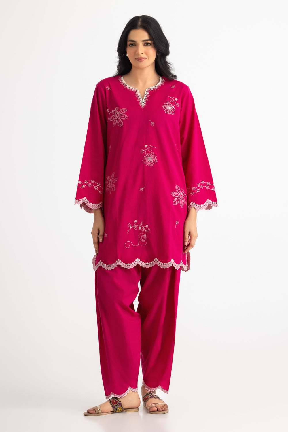 UAE- Cambric Embroidered Co-Ord Set