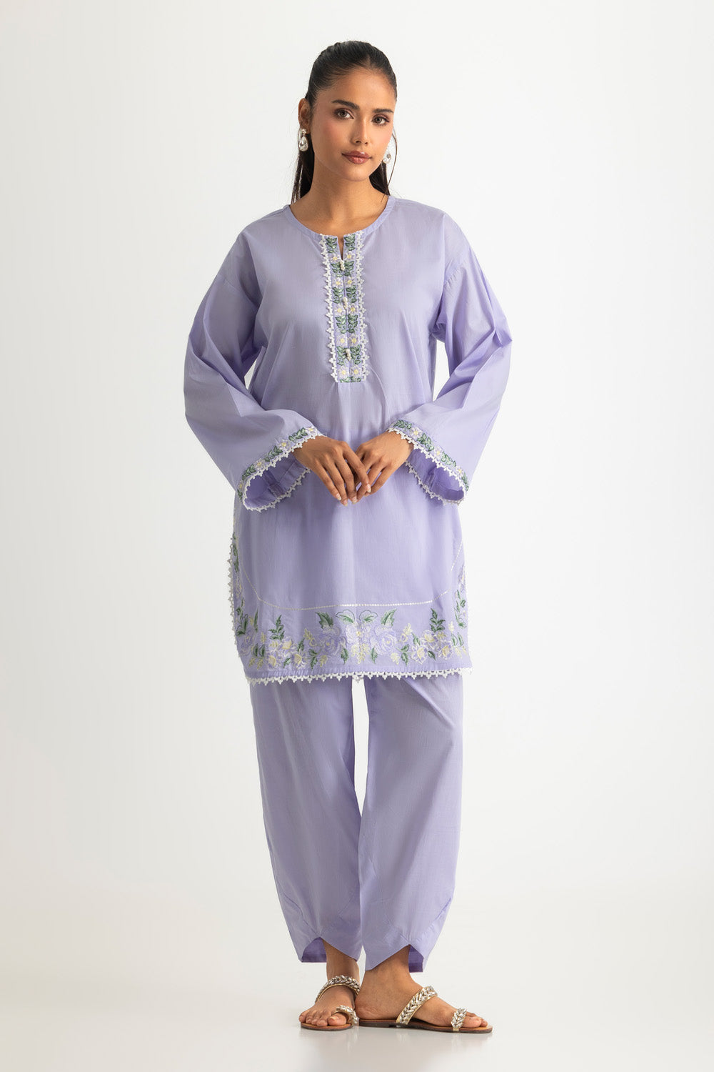 UAE- Cambric Embroidered Co-Ord Set