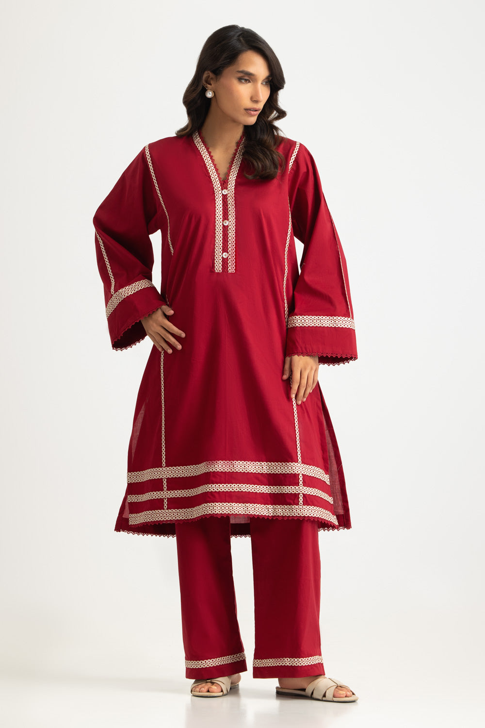 UAE- Cambric Embroidered Co-Ord Set