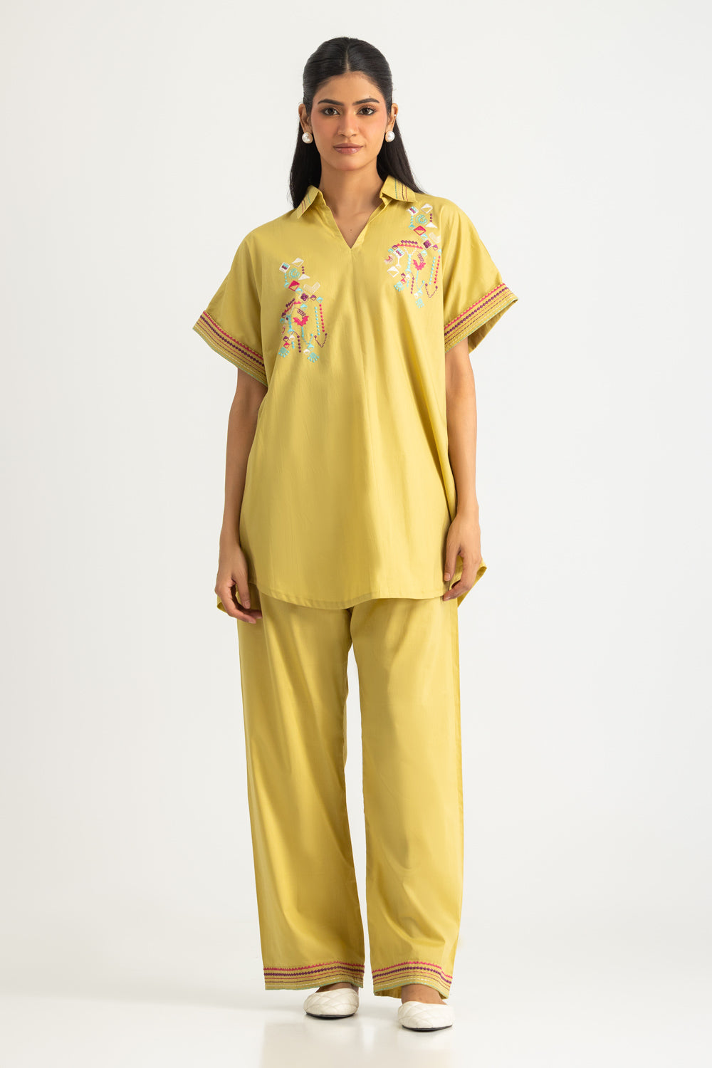 UAE- Cambric Embroidered Co-Ord Set