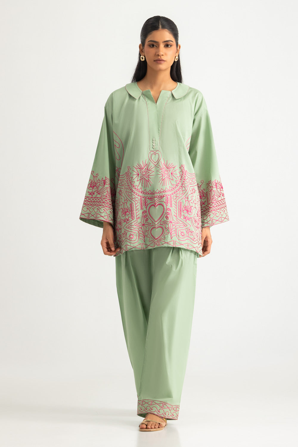 UAE- Cambric Embroidered Co-Ord Set