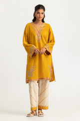 UAE-Cambric Embroidered Shirt And Block Printed Trouser