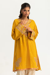 UAE-Cambric Embroidered Shirt And Block Printed Trouser