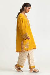 UAE-Cambric Embroidered Shirt And Block Printed Trouser
