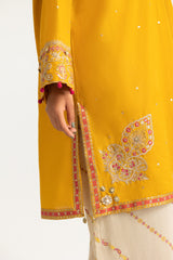 UAE-Cambric Embroidered Shirt And Block Printed Trouser