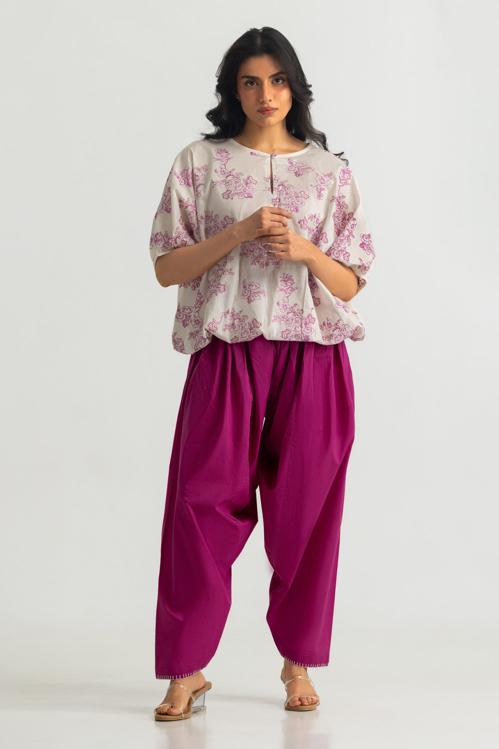 UAE-Cambric Embroidered Shirt And Dyed Shalwar