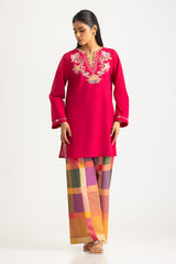 UAE- Cambric Embroidered Shirt And Printed Trouser