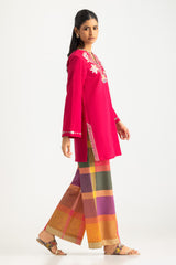 UAE- Cambric Embroidered Shirt And Printed Trouser