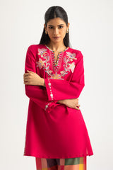 UAE- Cambric Embroidered Shirt And Printed Trouser