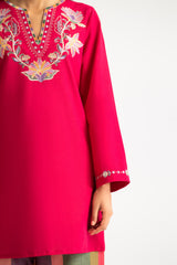 UAE- Cambric Embroidered Shirt And Printed Trouser