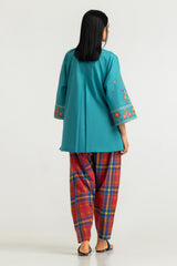 UAE-Cambric Embroidered Shirt And Printed Trouser