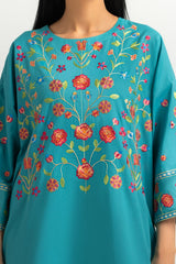 UAE-Cambric Embroidered Shirt And Printed Trouser
