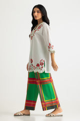 UAE- Cambric Embroidered Shirt With Printed Trouser