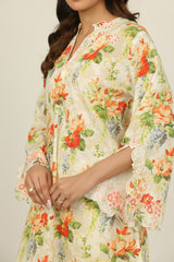 UAE- Cambric Printed Co-Ord Set With Embroidered