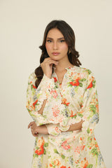 UAE- Cambric Printed Co-Ord Set With Embroidered