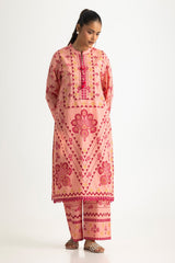 UAE- Cambric Printed Co-Ord Set With Embroidered