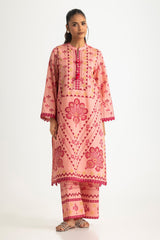 UAE- Cambric Printed Co-Ord Set With Embroidered