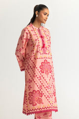 UAE- Cambric Printed Co-Ord Set With Embroidered