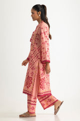 UAE- Cambric Printed Co-Ord Set With Embroidered