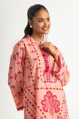 UAE- Cambric Printed Co-Ord Set With Embroidered