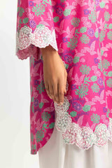 UAE- Cambric Printed Co-Ord Set With Embroidered